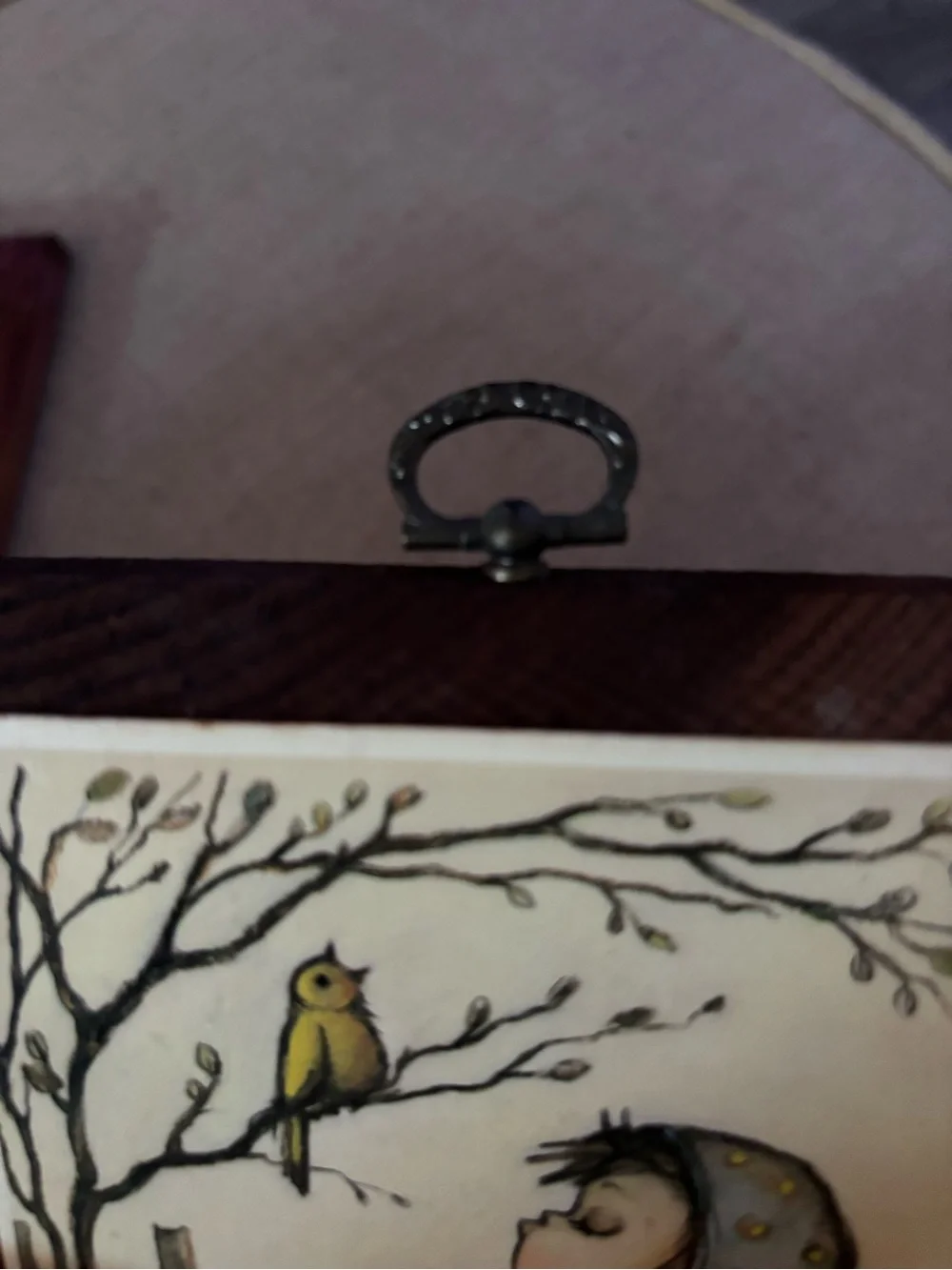Her Happy Hobby Hummel Gold Foil Label. Vintage plaque.
